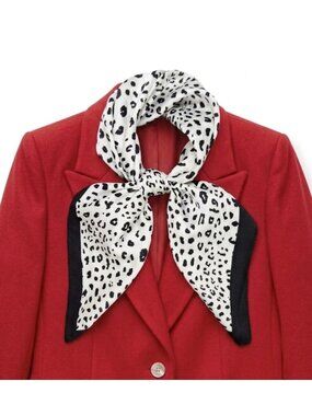 ✨Elegant Bandana Square Scarf Silky Satin Cheetah Print Leopard White Black New